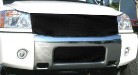 Titan Grille Insert 08-14 Nissan Titan Aluminum Powdercoat Black 1 Piece Billet Series T-REX Grilles - 20780B