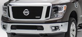 Titan Grille Insert 16-18 Nissan Titan Aluminum Powdercoat Black 3 Piece Billet Series T-REX Grilles - 20785B