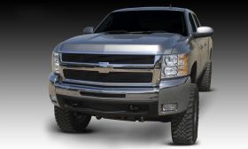 Silverado HD Grille Overlay 07-10 Chevrolet Silverado HD Aluminum Powdercoat Black 2 Piece Billet Series T-REX Grilles - 21112B