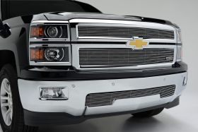 Silverado Grille Overlay 14-15 Chevrolet Silverado Aluminum Polished 2 Piece Billet Series T-REX Grilles - 21117