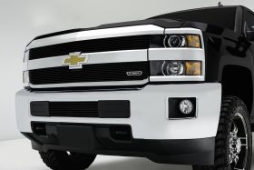 Silverado HD Grille Overlay 15-18 Chevrolet Silverado HD Aluminum Powdercoat Black 2 Piece Billet Series T-REX Grilles - 21122B