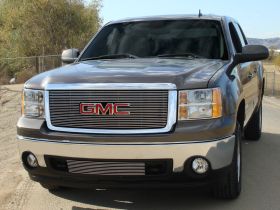 Sierra Grille Overlay/Bolt On W/Logo Opening 07-13 GMC Sierra Aluminum Polished Billet Series T-REX Grilles - 21205