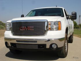 Sierra HD Grille Overlay/Bolt On W/Logo Opening 07-10 GMC Sierra HD Aluminum Polished Billet Series T-REX Grilles - 21207