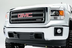 Sierra Grille Overlay 14-15 GMC Sierra Aluminum Powdercoat Black 4 Piece Billet Series T-REX Grilles - 21208B