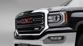 Sierra 1500 Grille Overlay 16-18 GMC Sierra 1500 Aluminum Powdercoat Black 3 Piece Billet Series T-REX Grilles - 21215B