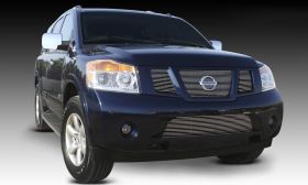 Armada Grille Overlay/Bolt On Logo Mounts Top Of Billet 08-14 Nissan Armada Aluminum Polished 3 Piece Billet Series T-REX Grilles - 21782