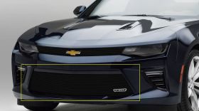 Camaro Bumper Grille Overlay 16-18 Chevrolet Camaro Aluminum Powdercoat Black 1 Piece Billet Series T-REX Grilles - 25033B