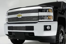 Silverado HD Bumper Grille Overlay 15-18 Chevrolet Silverado HD Aluminum Polished 2 Piece Billet Series T-REX Grilles - 25122