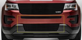 Explorer Bumper Grille Insert 16-18 Ford Explorer Aluminum Powdercoat Black 2 Piece Billet Series T-REX Grilles - 25664B