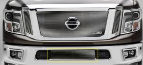 Titan Grille Overlay 16-18 Nissan Titan Aluminum Polished Billet Series T-REX Grilles - 25785