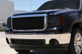 Sierra HD Grille 07-10 GMC Sierra HD Mild Steel Powdercoat Black Sport Series T-REX Grilles - 46206