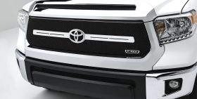 Tundra Grille 14-17 Toyota Tundra W/Logo Bar Mild Steel Powdercoat Black 1 Piece Sport Series T-REX Grilles - 46964