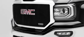 Sierra 1500 Grille 16-18 GMC Sierra 1500 W/Logo Aluminum Powdercoat Black Laser Billet Series T-REX Grilles - 6202131