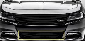 Charger Bumper Grille 15-17 Dodge Charger Aluminum Powdercoat Black Laser Billet Series T-REX Grilles - 6224761