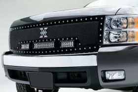 Silverado Grille 2-6 Inch/1-12 Inch LED Bar 11-13 Chevrolet Silverado 2500/3500 HD StuddedMild Steel Powdercoat Black 1 Piece Torch Series T-REX Grilles - 6311111