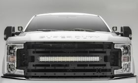Super Duty Grille 17-18 Ford Super Duty W/Forward Camera Mild Steel Powdercoat Black Stealth Torch T-REX Grilles - 6315371-BR