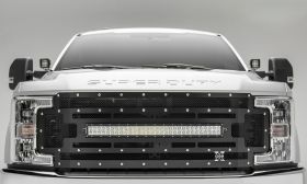 Super Duty Grille 1 30 Inch LED Light Bar W/Black Mesh 17-18 Ford Super Duty W/Forward Camera Mild Steel Powdercoat Black Torch Series T-REX Grilles - 6315371