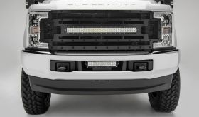 Super Duty Grille 17-18 Ford Super Duty W/O Forward Camera Mild Steel Powdercoat Black Stealth Torch T-REX Grilles - 6315471-BR