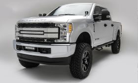 Super Duty Grille - 30 Inch LED Ligth Bar 17-18 Ford Super Duty Aluminum Brushed Black Mesh/Brushed Trim Torch Series T-REX Grilles - 6315483