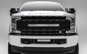 Super Duty Grille 1- 30 Inch LED Light Bar 17-18 Ford Super Duty W/Forward Facing Camera Aluminum Powdercoat Black Torch Series T-REX Grilles - 6315491