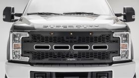 Super Duty Grille 17-18 Ford Super Duty W/Forward Camera Mild Steel Powdercoat Black 1 Piece Revolver Series T-REX Grilles - 6515651
