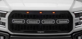 F-150 Raptor Grille 17-18 Ford F-150 Raptor W/O Forward Camera Mild Steel Powdercoat Black 1 Piece Revolver Series T-REX Grilles - 6515661