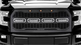 F-150 Grille 15-17 Ford F-150 W/O Forward Camera Mild Steel Powdercoat Black 1 Piece Revolver Series T-REX Grilles - 6515731