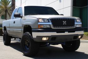Silverado Grille 03-05 Chevrolet Silverado Mild Steel Powdercoat Black 1 Piece X Metal Series T-REX Grilles - 6711011