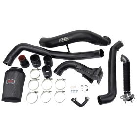 WCFab 2015.5-2016 LML Duramax High Flow Intake Bundle Package 3 Bolt Exhaust Black Hammer Tone Single Stage Powder Coating - WCF100641-BHT - Wehrli Custom Fabrication