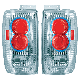 1997-2002 Ford Expedition Euro Tail Lights w/Halo - Chrome/Clear - WJ20-0020-01