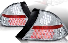2001-2003 Honda Civic 2dr Chrome/Clear LED Taillights - WJ20-0032-01
