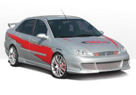 2000-2004 Ford Focus 4dr BigMouth Style Wings West Body Kit - WW-890657