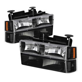 1995-1999 Chevy Tahoe Black Crystal Headlights + Corner Light - HD-JH-CCK88-AM-B