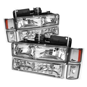 1988-1989 Chevy C/K Series 1500/2500/3500 Chrome Crystal Headlights + Corner Lig