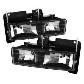 1988-1989 Chevy C/K Series 1500/2500/3500 Black Crystal Headlights - HD-JH-CCK88
