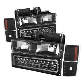 1994-1998 Chevy C/K Series 1500/2500/3500 Black Euro Style Headlights + Corner +