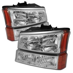 2003-2006 Chevy Silverado 1500/2500/3500 Chrome Crystal Headlights + Bumper Ligh