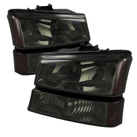 2003-2006 Chevy Silverado 1500/2500/3500 Smoke Crystal Headlights + Bumper Light