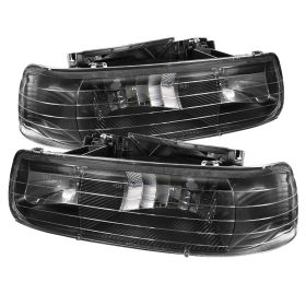 1999-2002 Chevy Silverado 1500/2500 Black Crystal Headlights - HD-JH-CSIL99-BK