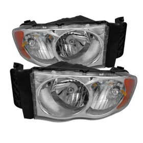2002-2005 Dodge Ram 1500 Chrome Crystal Headlights - HD-JH-DR02-AM-C