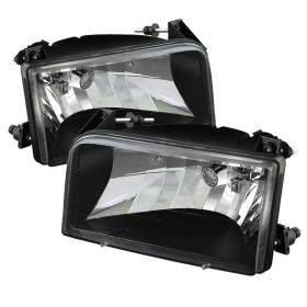 1992-1996 Ford F150 Black Crystal Headlights - HD-JH-FB92-BK