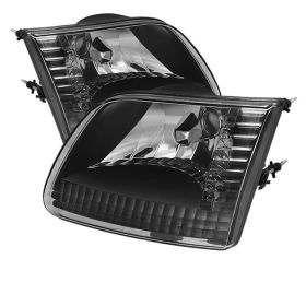 1997-2003 Ford F150 Black Crystal Headlights - HD-JH-FF15097-BK