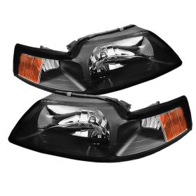 1999-2004 Ford Mustang Black OEM Headlights - HD-JH-FM99-AM-BK