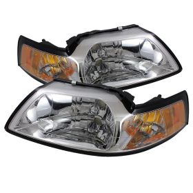 1999-2004 Ford Mustang Chrome Crystal Headlights - HD-JH-FM99-AM-C