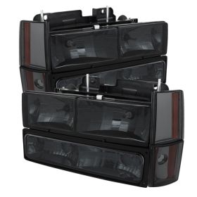 1988-1993 Chevy C/K Series 1500/2500/3500 Smoke Crystal Headlights + Corner + Bu