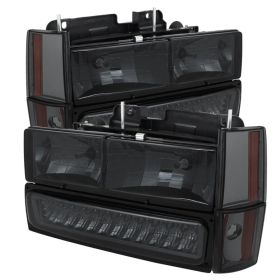 1988-1993 Chevy C/K Series 1500/2500/3500 Smoke Crystal Headlights + Corner + LE