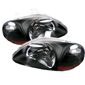 1996-1998 Honda Civic Black Crystal Headlights - HD-JH-HC96-AM-BK