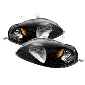 1999-2000 Honda Civic Black Crystal Headlights - HD-JH-HC99-AM-BK