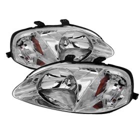 1999-2000 Honda Civic Chrome Crystal Headlights - HD-JH-HC99-AM-C