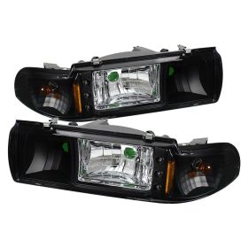 1991-1996 Chevy Caprice Black LED Crystal Headlights - HD-ON-CCP91-1PC-LED-BK